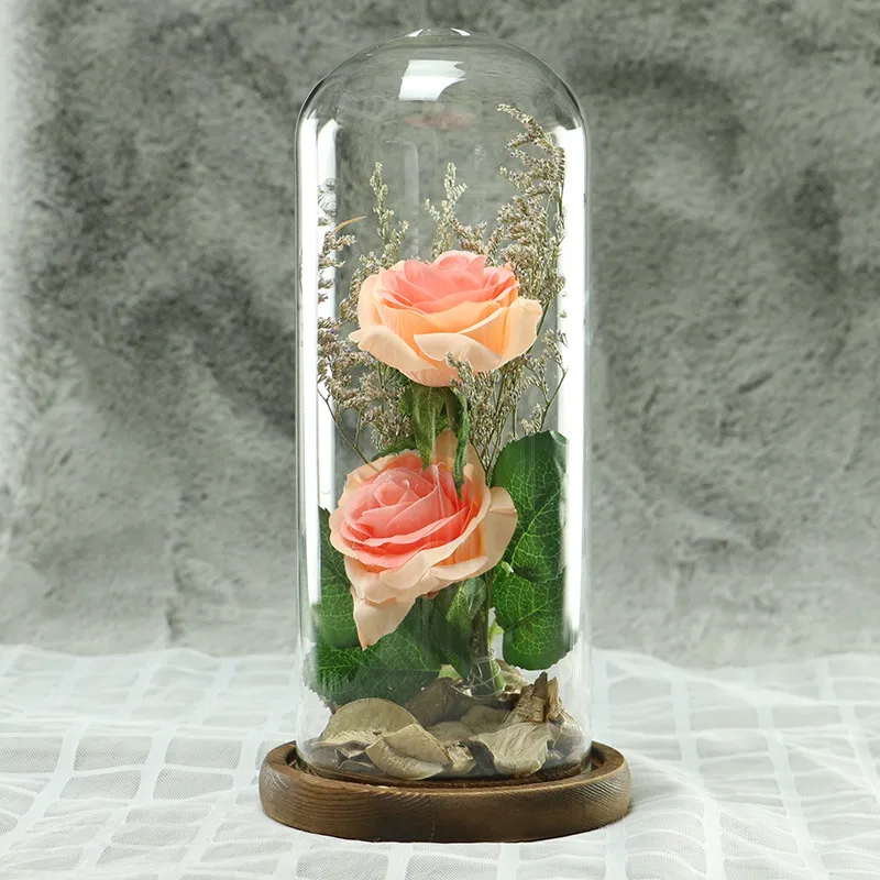 The Glass Cover Fresh Preserved Rose Roses Eternal Dried Natural Flowers 2 heads for Valentine's Day Christmas Gift | Дом и сад