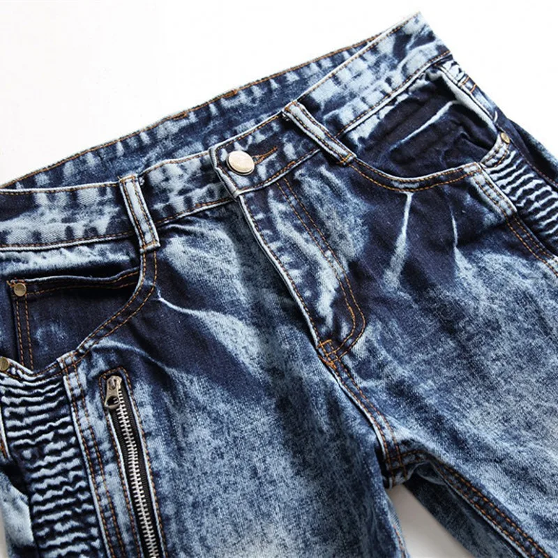 Мужские винтажные джинсы в стиле пэчворк стильные байкерские на молнии