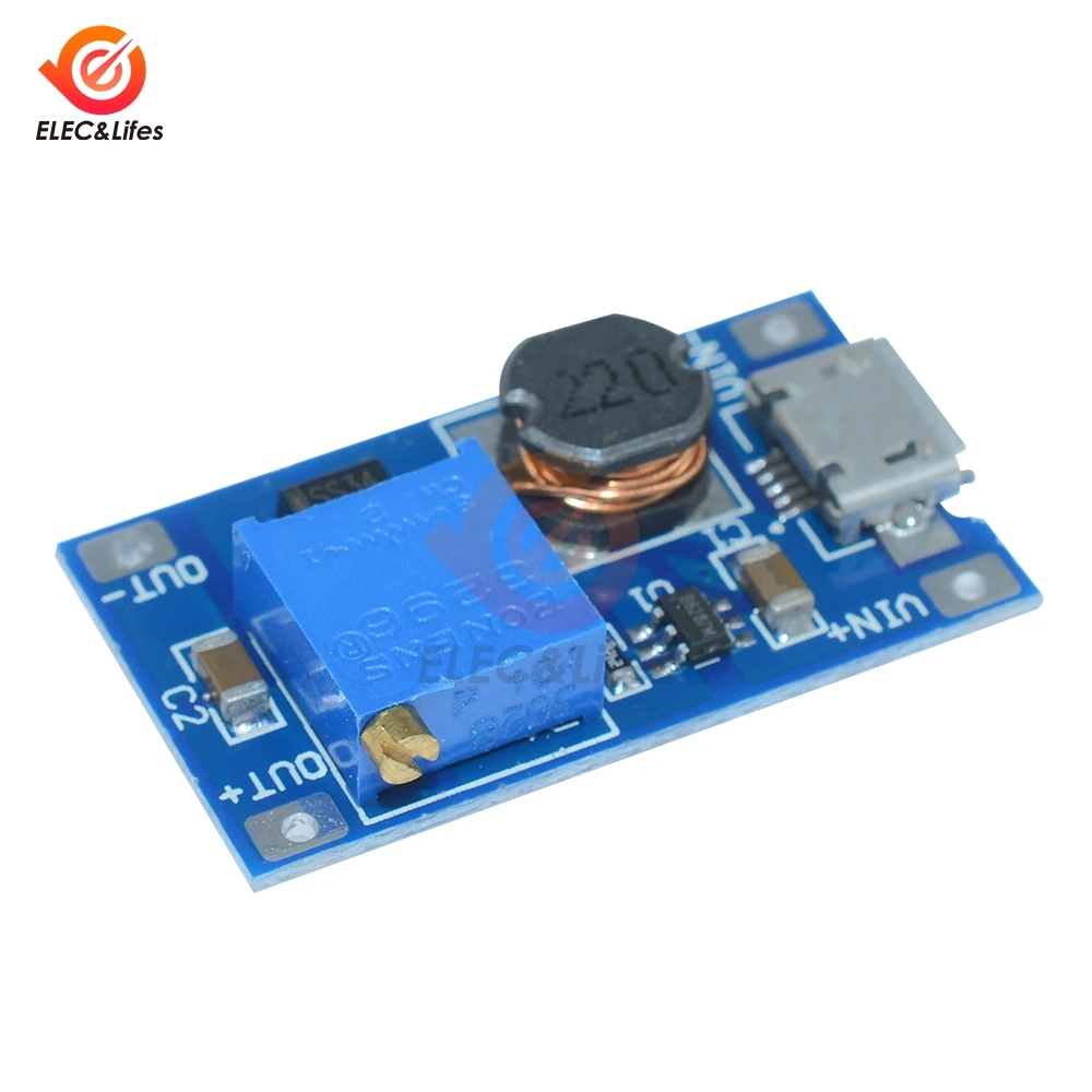 Мини MT3608 2A Модуль повышения мощности 2 24 В до 28 в micro usb порт замена XL6009|Детали и