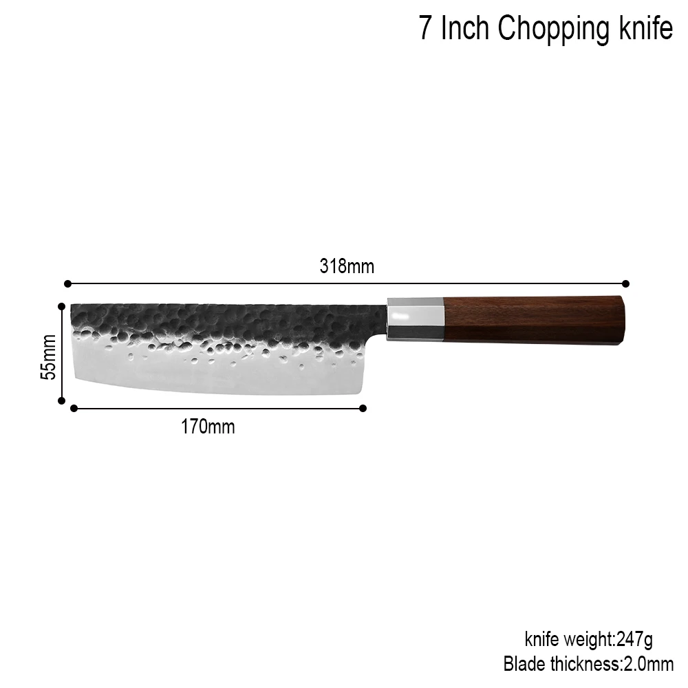 7 inch chopping knif Кухонные ножи Sowoll из нержавеющей стали, молоток, кованые, ручной работы, нож шеф-повара/шинковки/сантоку, Кливер, слайсер, кухонные инструменты для приготовления пищи - Цвет: 7 inch chopping knif