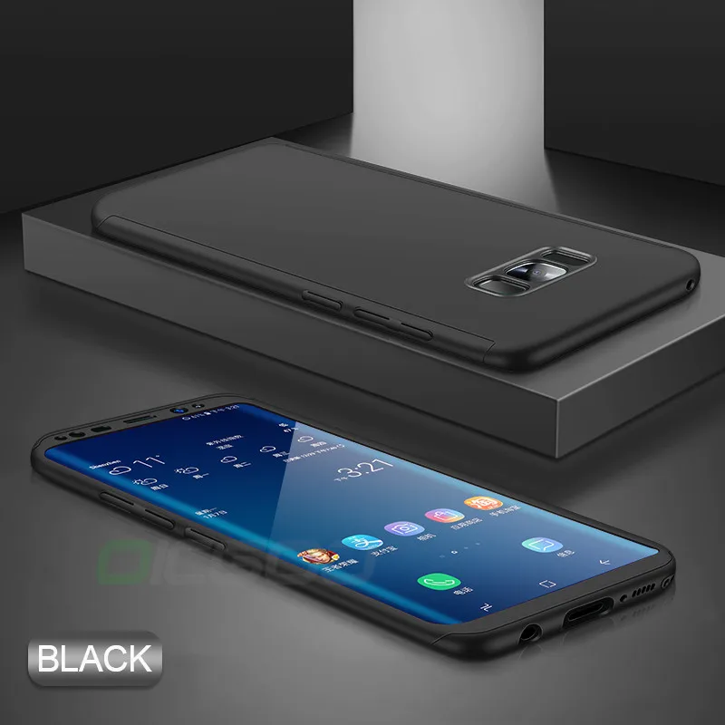Черный OICGOO 360 полный защитный чехол для телефона для samsung Galaxy S10 S9 S8 Plus S7 Edge чехол для Galaxy Note 9 8 S10E S9 - Цвет: Черный