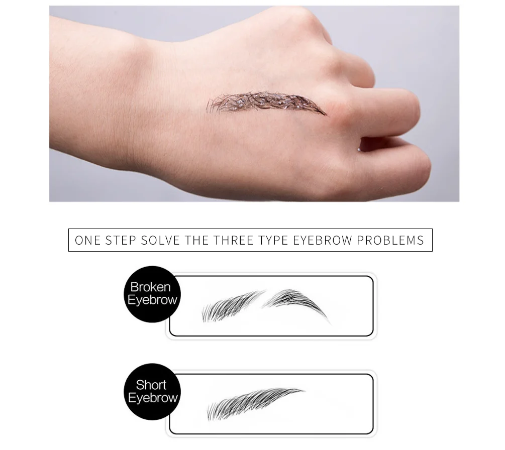 Hottest Eyebrow Extension Tint Gel Hair Fiber Brush Makeup Waterproof Easywear Black Brown Eye Brow Tattoo Women Makeup