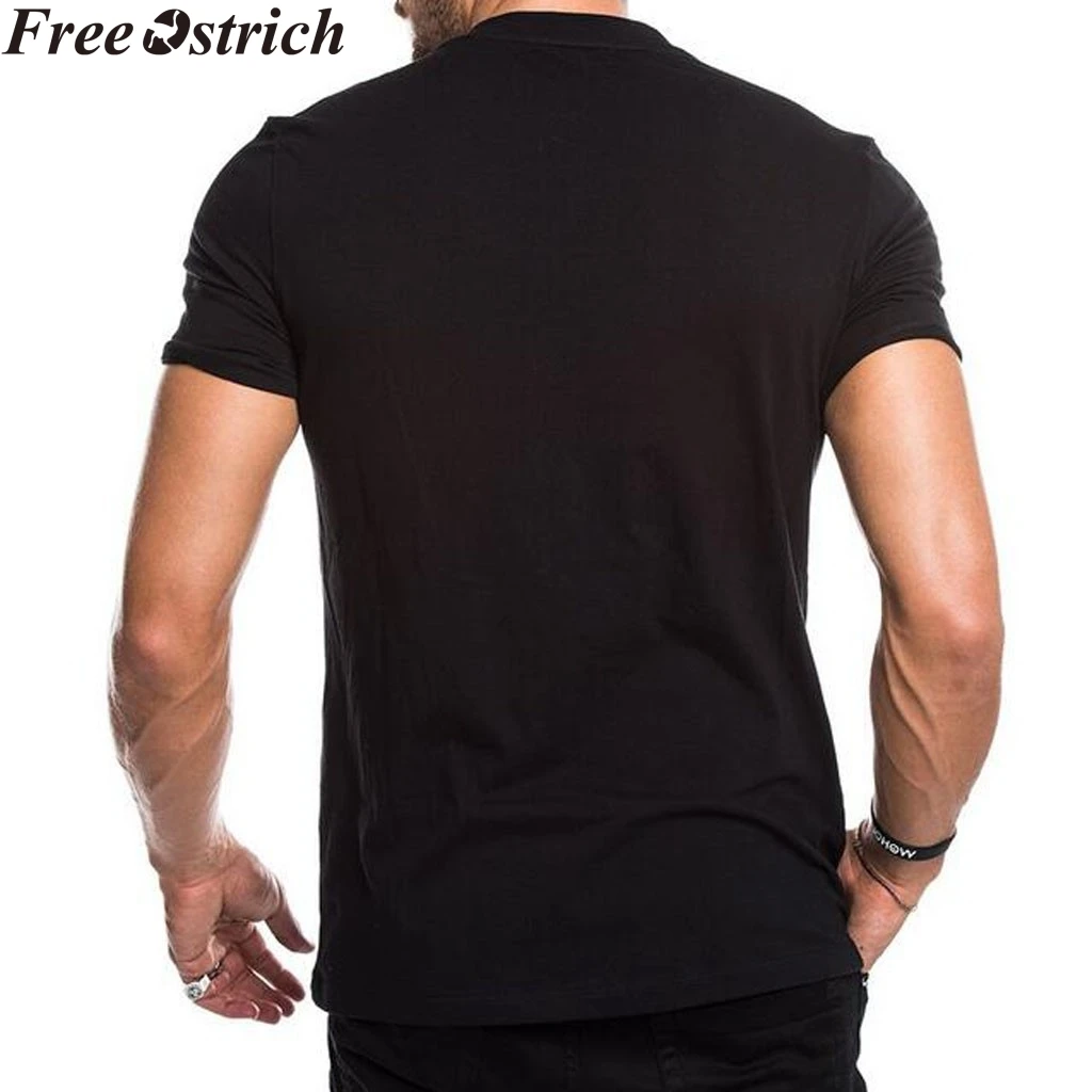 Мужская хлопковая Повседневная летняя футболка с простым карманом свободная