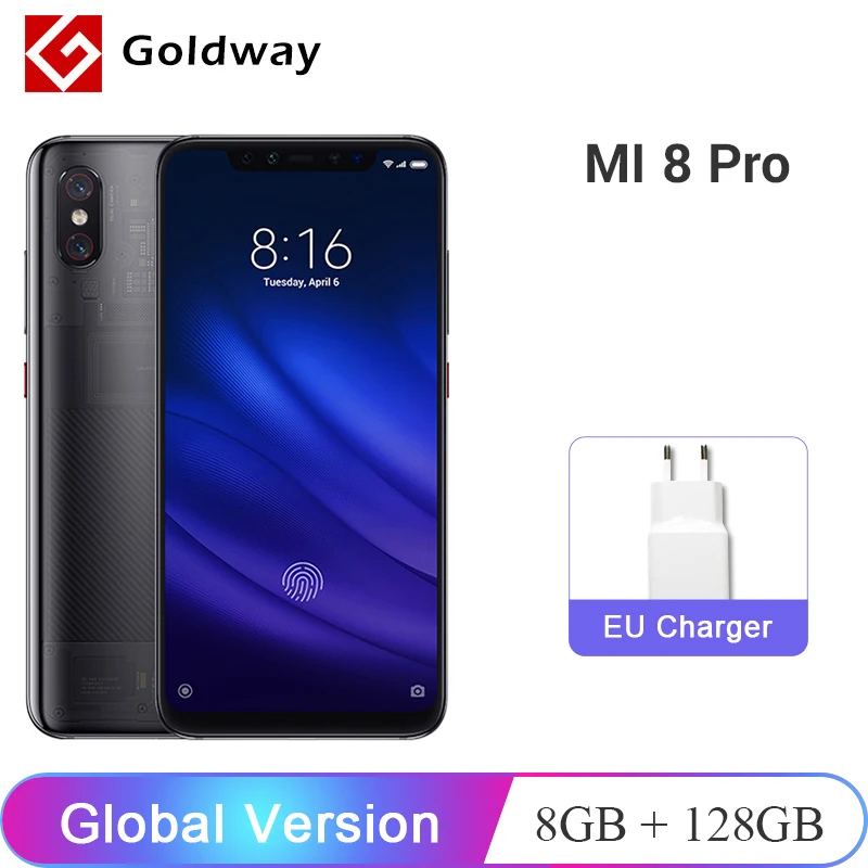 Глобальная версия Xiaomi mi 8 Pro 8GB ram 128GB rom Смартфон Snapdragon 845 Octa Core 6 21 &quotдисплей двойной