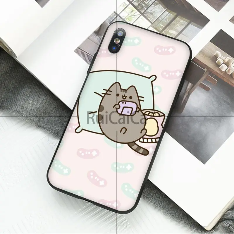 Ruicaica каваи молан мультфильм аниме собака кошка черный ТПУ чехол для телефона iPhone 8 7 6 6S Plus 5 5S SE XR X XS MAX Coque Shell