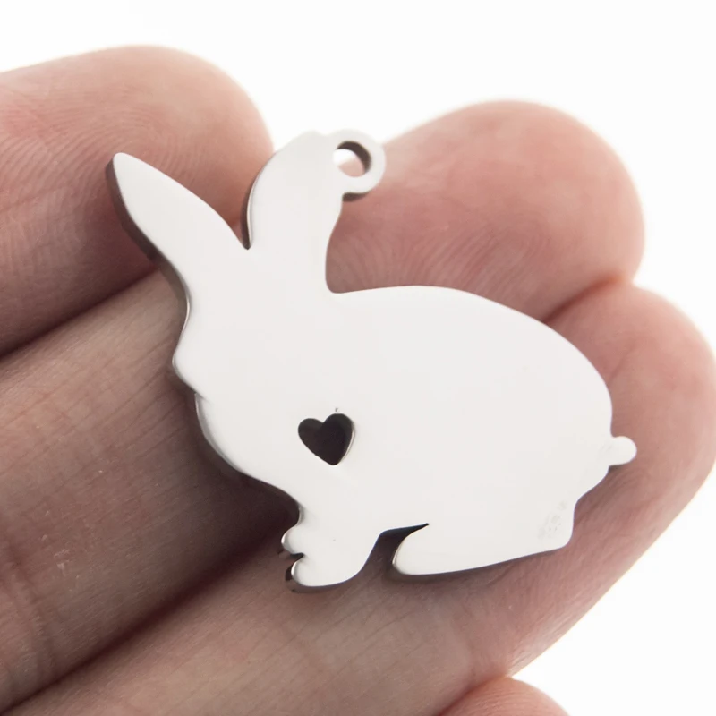 Risul I love my Rabbit hare длинные уши из нержавеющей стали подвеска с сердцем ID щенка