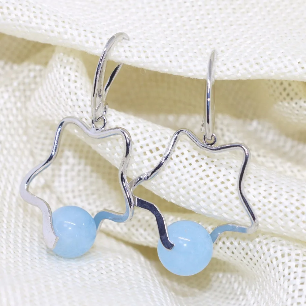 Многоцветный ярких цветов Star мотаться Earbobs халцедон нефриты камень женщины