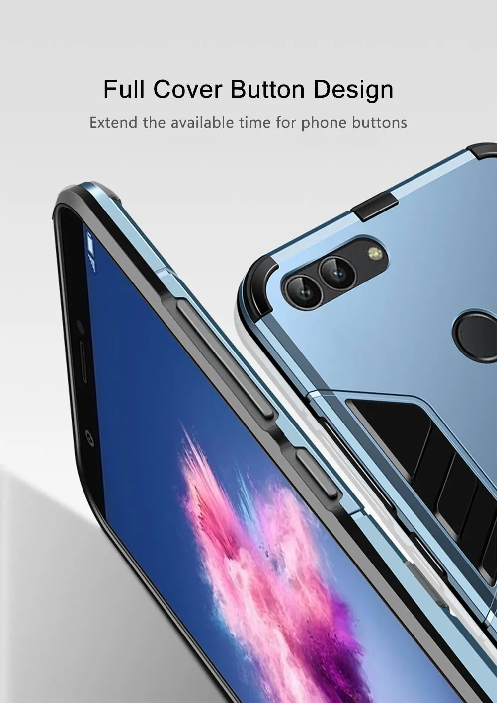 Прочный чехол для huawei P Smart чехол с кольцом-держателем для пальца, военный чехол с полной защитой для P Samrt чехол для телефона