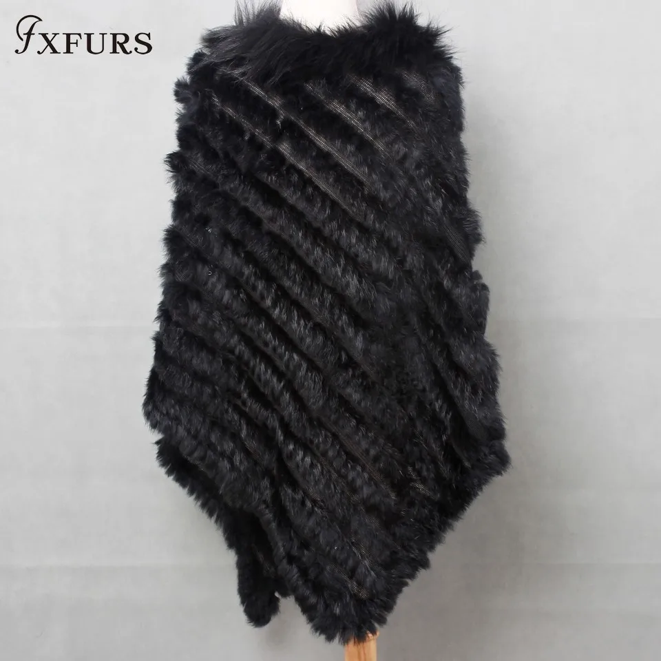 FXFURS, новинка, женский модный пуловер, вязаный, кроличий мех, енот, мех, пончо, накидка, натуральный мех, вязанный, Amic, палантины, треугольные шали, палантин