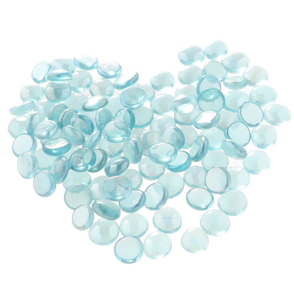 Ocean Blue 100 шт стеклянные камни, прозрачные мраморы, рыбный бак, галька, плоское дно, круглый верх, декоративные элементы, товары для флористов - Цвет: Ocean Blue