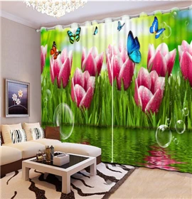 Оконные шторы для гостиной бабочки красная роза цветок лилии современные