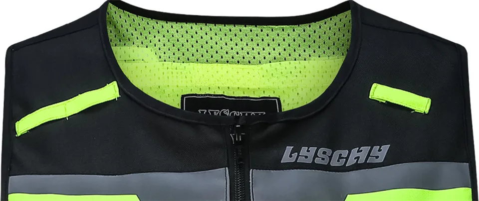 LYSCHY Hi-viz, мотоциклетный жилет, куртка для верховой езды, одежда, бронежилет для мужчин, защита для байкеров, мотоциклетный костюм, жилет, гоночные жилеты