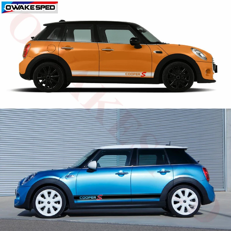 Автомобильные наклейки на дверь боковая юбка гоночные полосы для MINI R56 R60 R61 F54 F55 F56