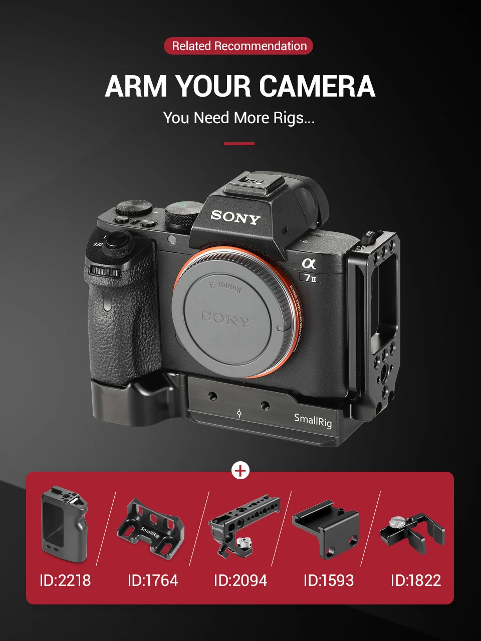 SmallRig a7ii l-кронштейн пластина для sony a7 II/a7R II/a7S II камера Arca-Швейцарский Стандарт быстрого крепления l-пластина Монтажная пластина-2278