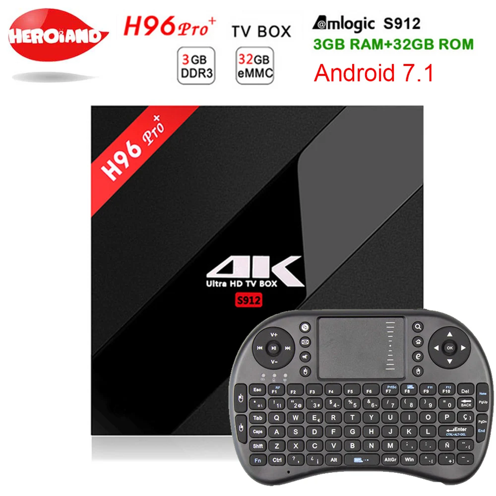 H96 PRO Plus Android 7 1 Смарт ТВ Box Amlogic S912 Octa Core H96pro 3g 32 г 2 4 ГГц/5 8 ГГц K с Wi Fi Bluetooth + Декодер