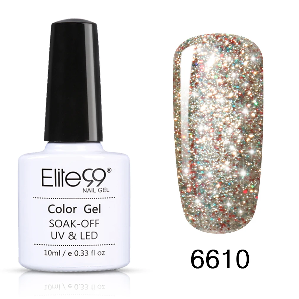 6610 Elite99 10 мл Звездный Гель-лак для ногтей Супер Bling Soak Off UV лампа Гель-лак Блеск Гель-лак маникюр лак для ногтей - Цвет: 6610