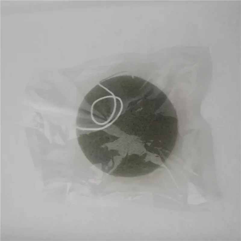 green in package 1 шт. натуральная косметика Konjac Puff бамбуковый уголь Очищающая губка для макияжа средство для чистки лица гладкая Красота Эфирное средство Konnyaku - Цвет: green in package