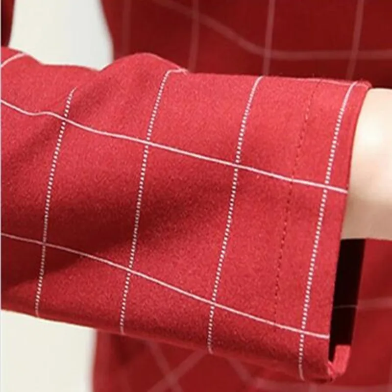 New Spring Autumn Women Blazer Plus Size Fashion Turn-Down Collar Slim Casual Plaid For Larger Out Wear Suits | Женская одежда