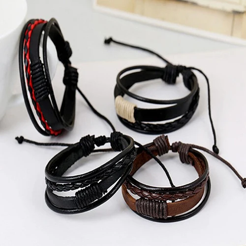 Unisex Vintage Retro Multilayer Braided Faux Leather Wristband Bracelet Bangle | Украшения и аксессуары