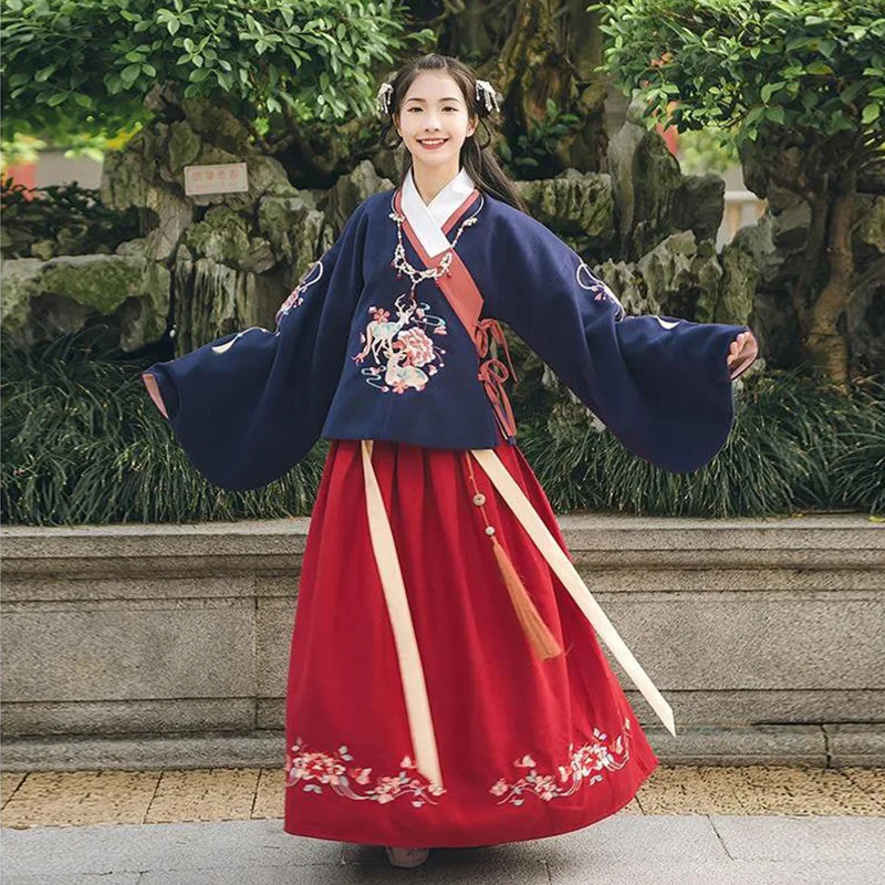 

Вышивка Hanfu для женщин, традиционная сценическая одежда для певцов, наряд для народного праздника, одежда для косплея для взрослых, династии...