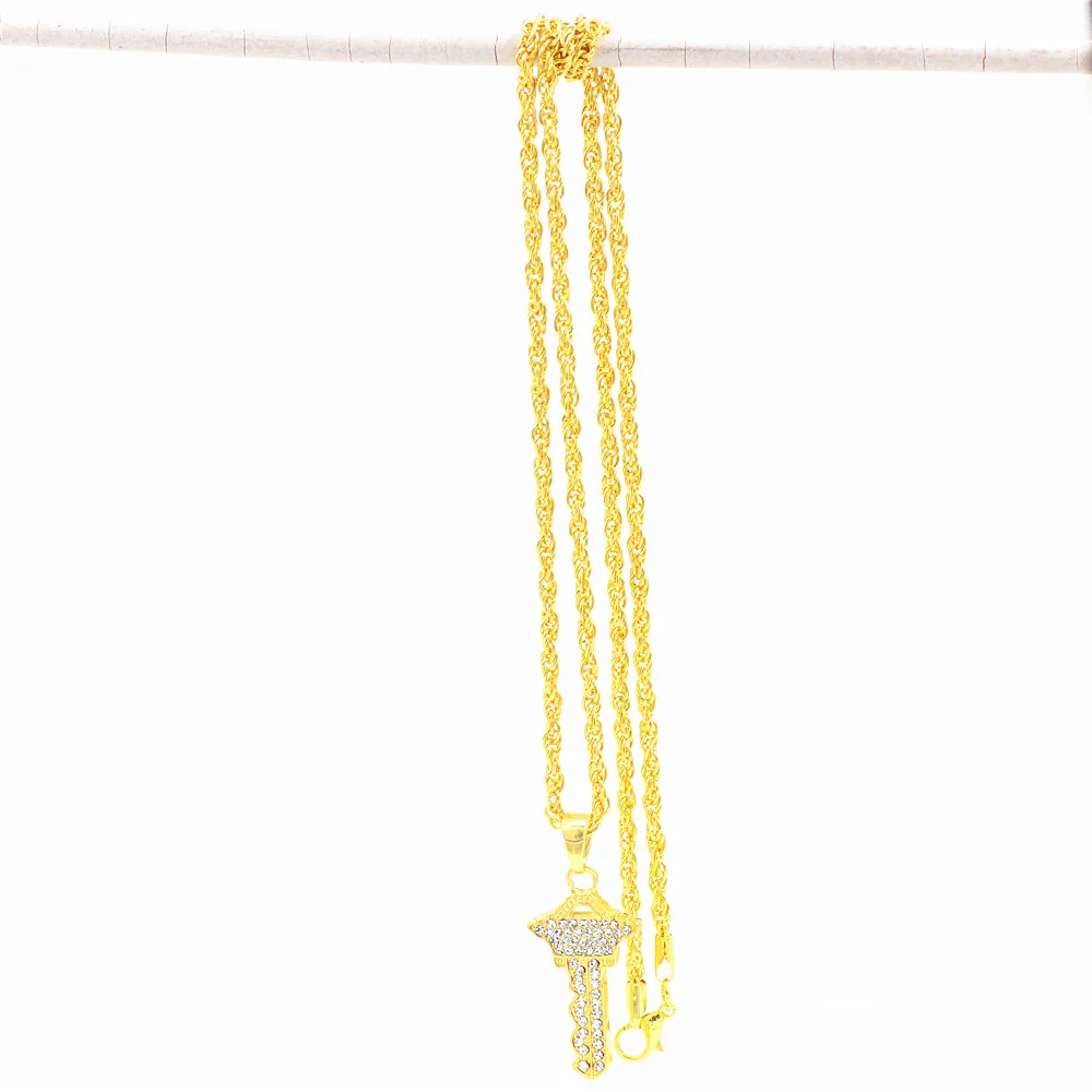 Uoдизайнерский Египетский Ankh Key Of Life золотой цвет брелок ожерелье цепь полный