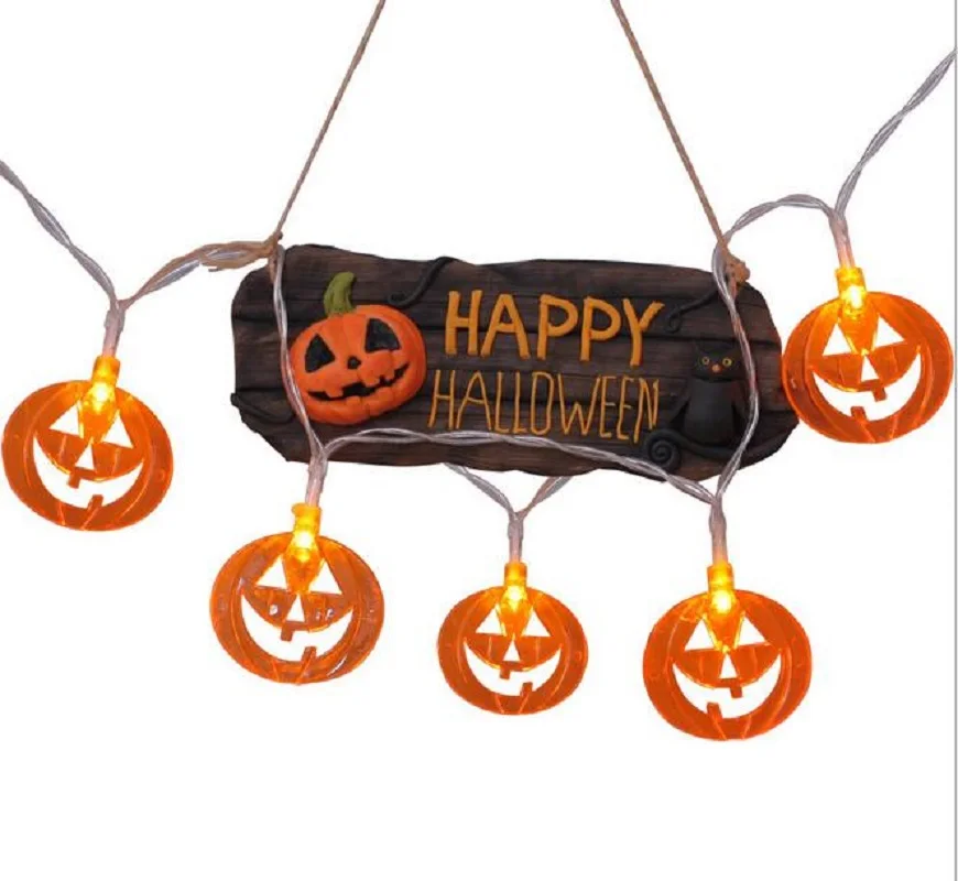 10 LED Pumpkin Lantern Fairy String Lights Halloween Decor Battery Powered | Освещение