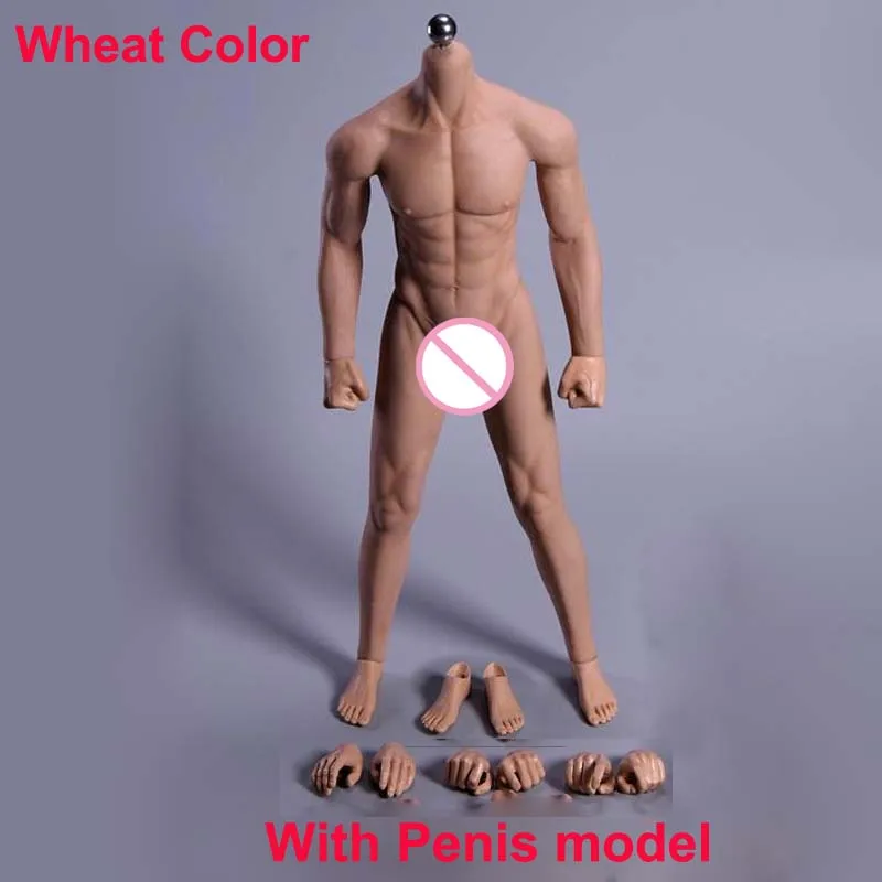Wheat Skin Color 1" гибкий мышечный мужской Бесшовный корпус Stainlee стальной Скелет резиновая модель тела для 1/6 экшн-фигуры/28 точек с пенисом - Цвет: Wheat Skin Color