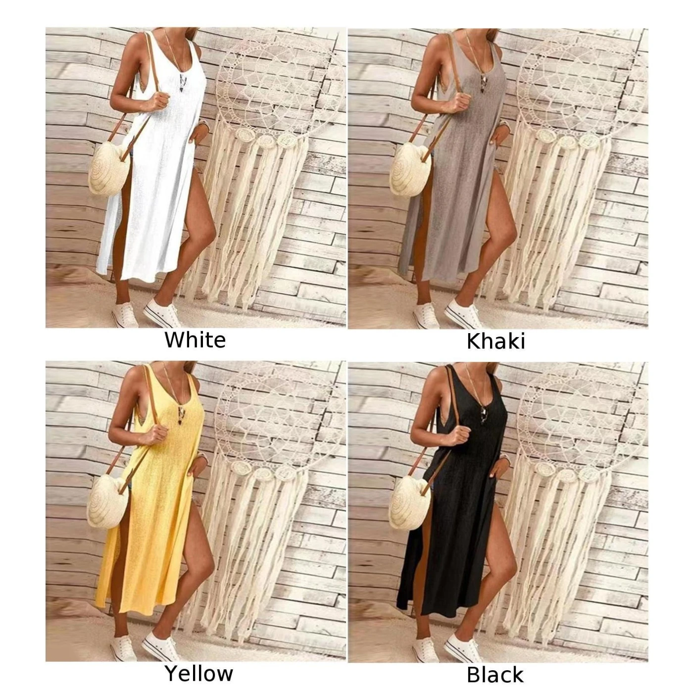 Летние выходные пляж дамы сексуальный Сплошной Цвет Ретро Круглый вырез без