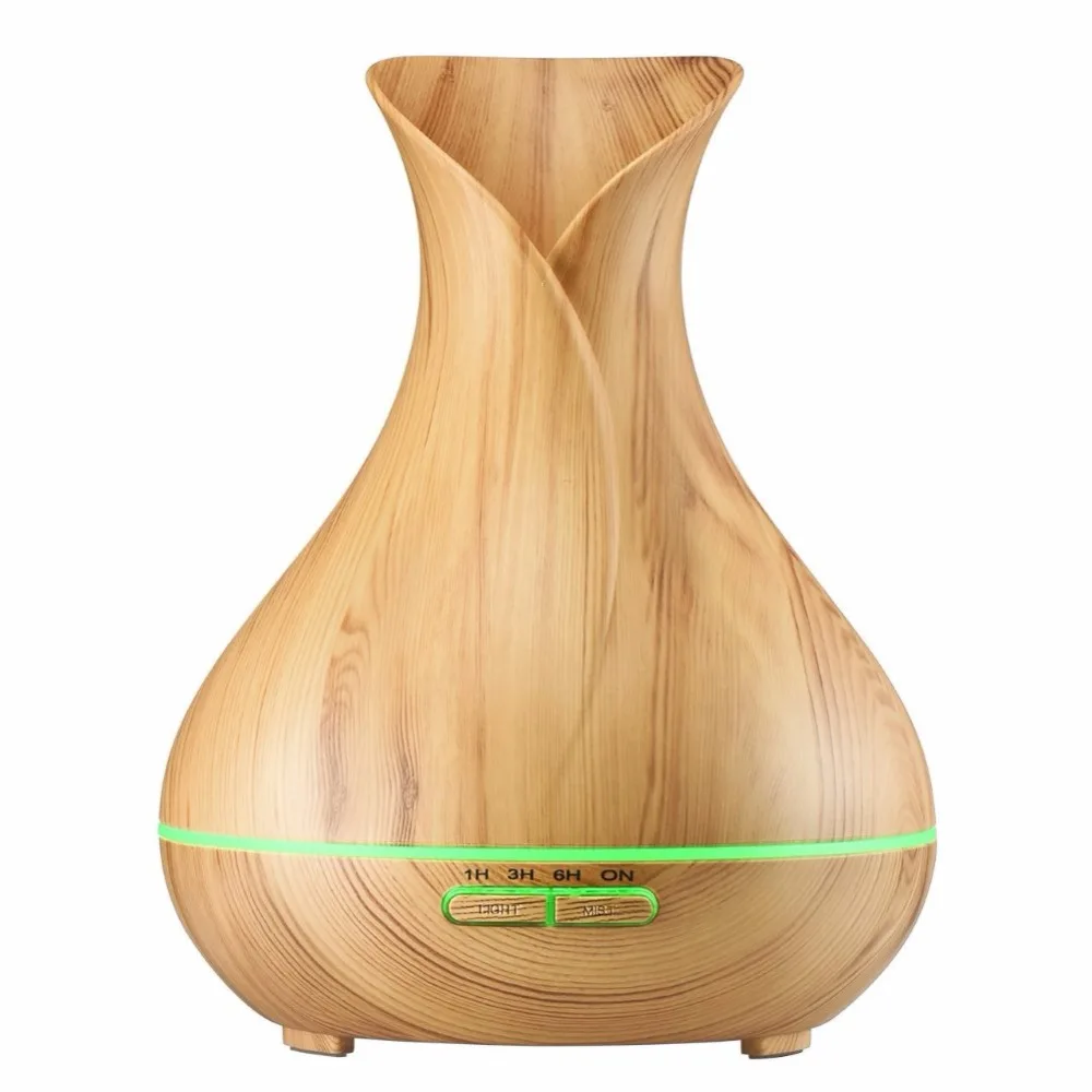 Aroma Diffuser Wood Grain, XERIST 400ml Air Humidifier Ultrasonic Quiet Cool Mist Humidifier with 7 Colorful Lights and timer