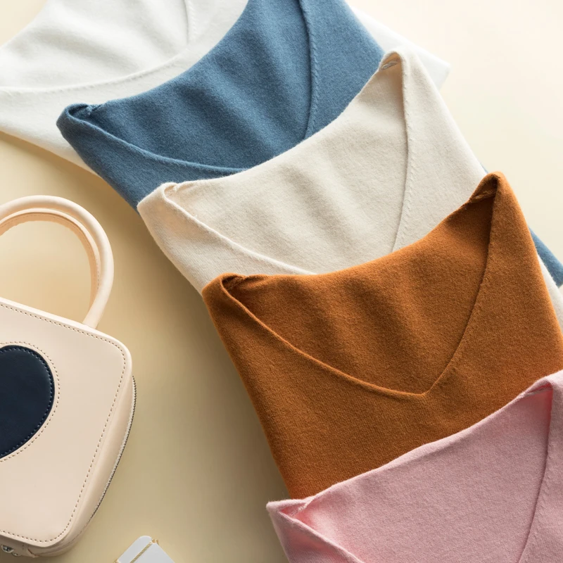 Женские свитера с длинным рукавом новые кашемировые шерстяные однотонные