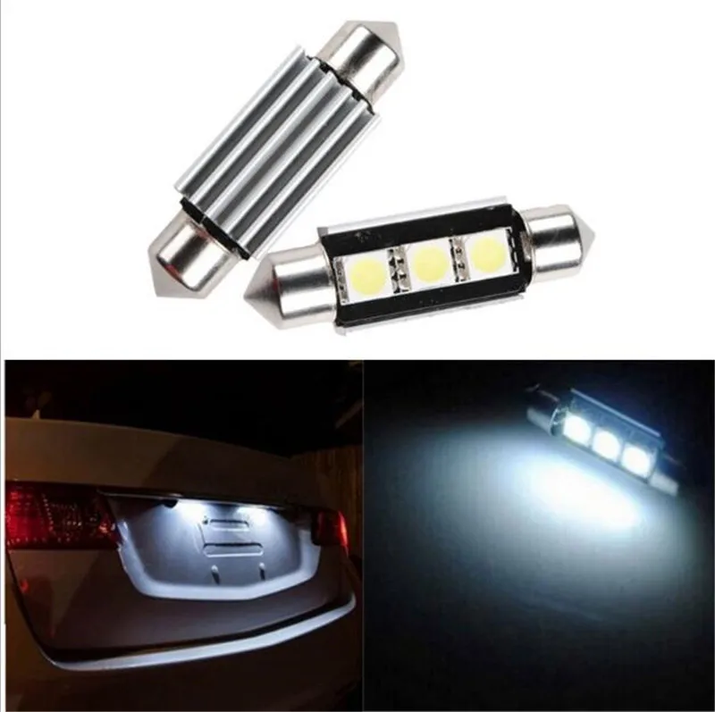 100 шт. Гирлянда 36 мм C5W 3 SMD 5050 СВЕТОДИОДНЫХ Белый Canbus Ошибка Бесплатный Автомобилей