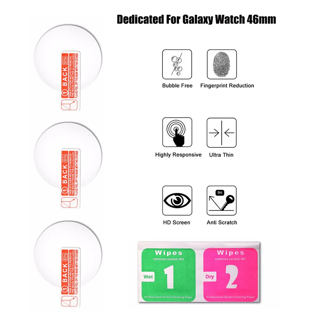 3 шт Гидрогелевая Защитная закаленная пленка для Galaxy Watch 46 мм 42 мм 40 мм SM-R805 защитная пленка полноэкранная проницаемая пленка