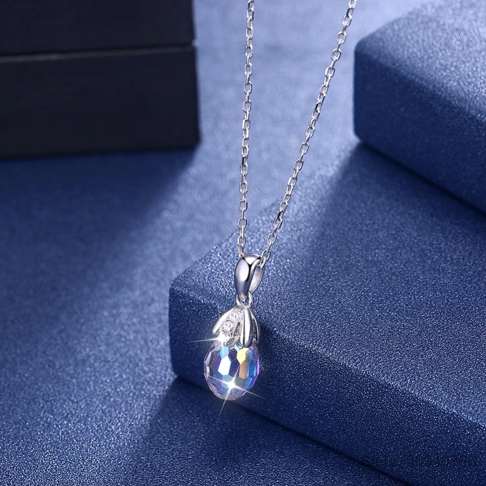 LEKANI модные крошечные водяные Подвески Ожерелья Разноцветные кристаллы от Swarovski для женщин Свадебные 925 серебряные ювелирные изделия