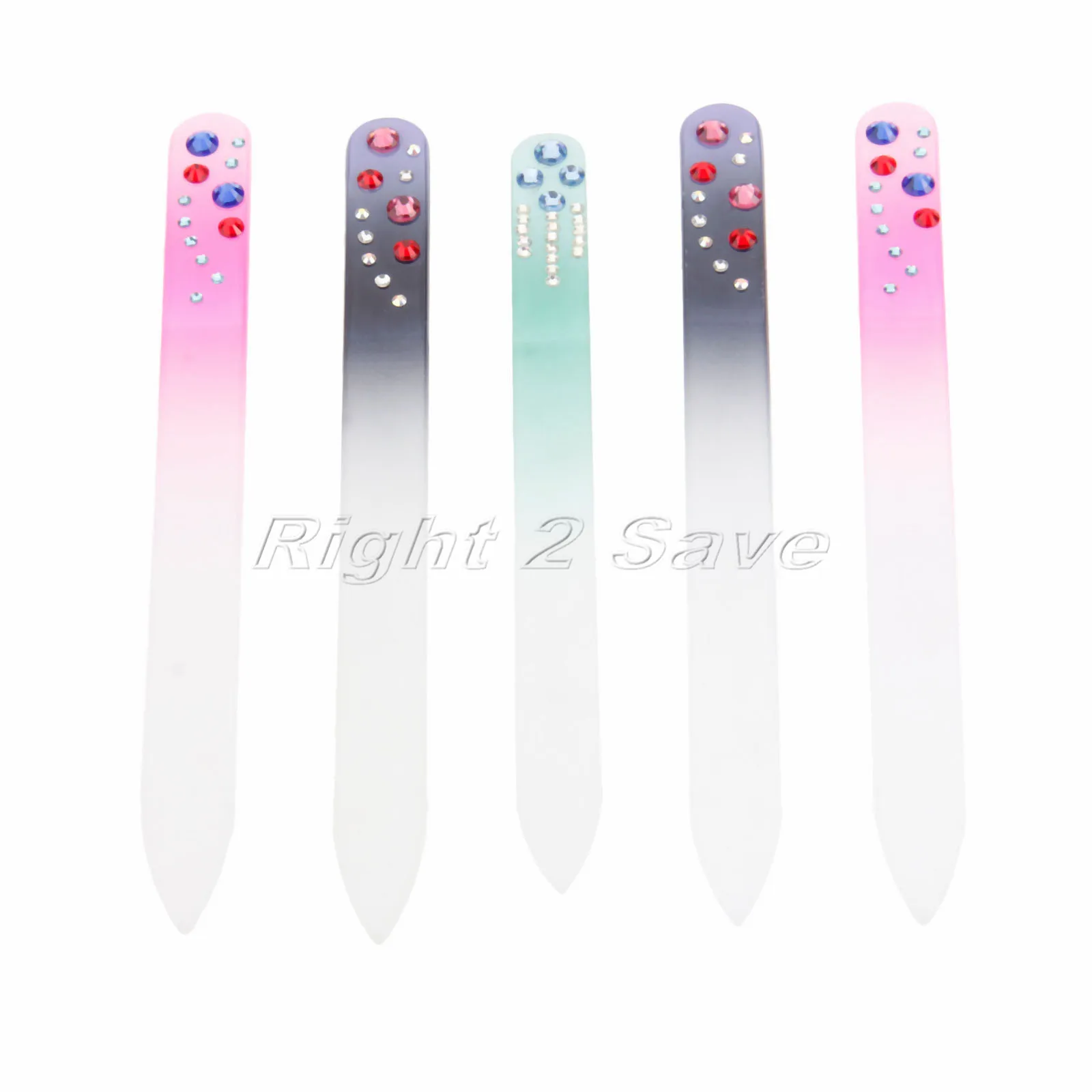 

5PCS Crystal Glass Nail Art Files Diamond Desig Professional Manicure Tools Nail Art File with Rhinestone Salon DIY device gift