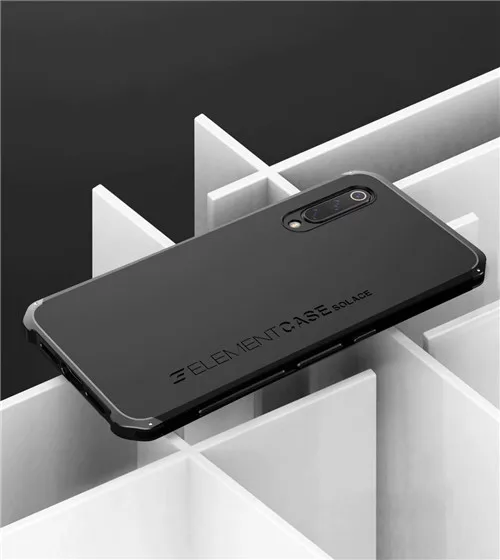 Black and black Алюминиевый металлический бампер чехол для телефона для Xiaomi Mi 9 Coque 360 полная гибридная Броня матовая PC задняя крышка для Xiaomi Mi 9 чехол противоударный - Цвет: Black and black