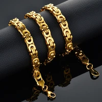 fashion luxury men fashion gold chain necklace stainless steel byzantine chains street hip hop jewelry