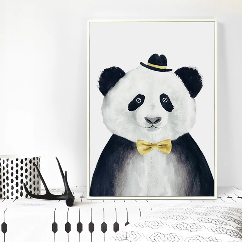 Картина на холсте в скандинавском стиле с животными пандой львом А4 А3 А2 07 г|picture