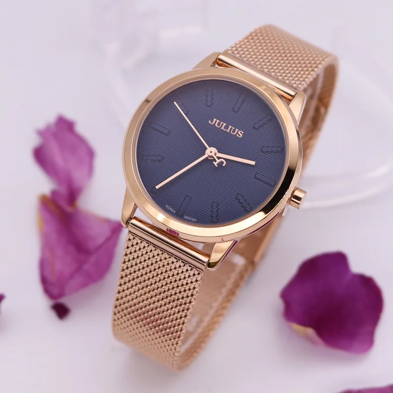 Новые женские часы Julius изящные простые классические из нержавеющей стали