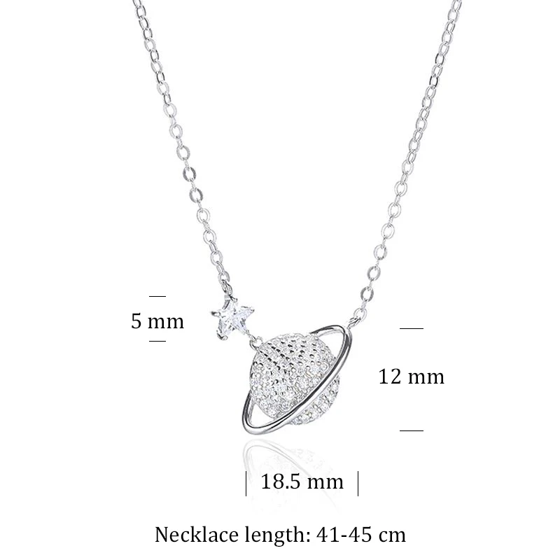 Herwish Дизайн Блестящая планета Подвеска Ожерелье s Bling серебро 925 ювелирные изделия Вселенная женская галактика звезда цепочка Ожерелье