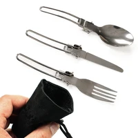 travel picnic portable foldable tableware stainless steel fork 3 pieces