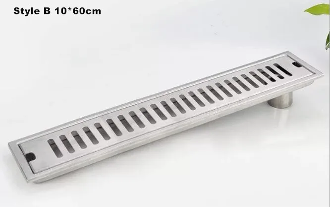 Хромированный 10x40 см большая современная латунная решетка Форма Ванная комната пол отходов Решетка душ Слив ванная комната санитарный сток пола 58089 - Цвет: Хромированный