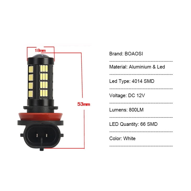 2шт H11 H8 9006 4014 66smd автомобильный противотуманный светильник s светодиодный для
