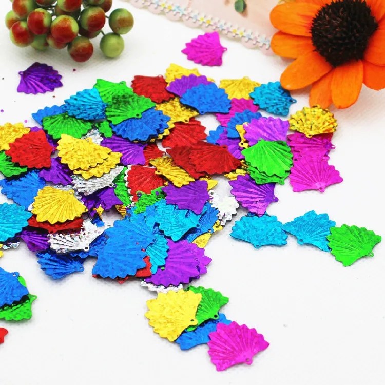 100Pcs/lot 35mm Fan Shape Laser Colors Side Hole Loose Sequins Paillette Sewing Wedding Craft Decoration Scrapbook DIY Accessory | Дом и сад