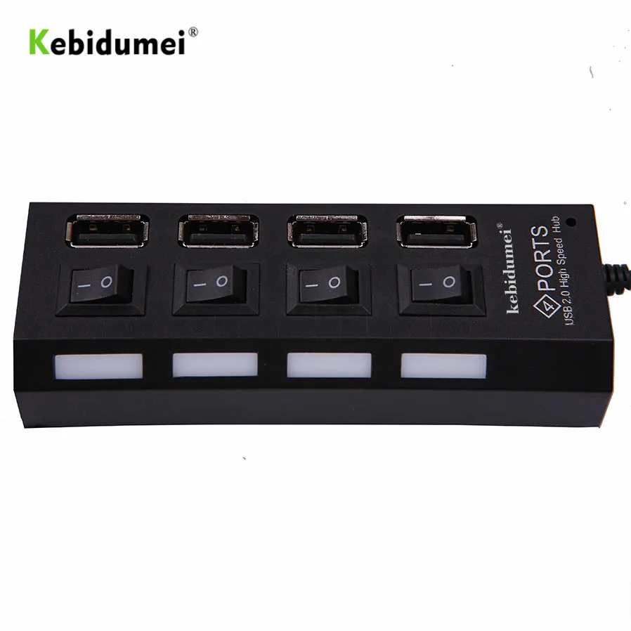 Kebidumei 4 порта USB 2 0 концентратор 480 Мбит/с высокоскоростной с выключателем питания