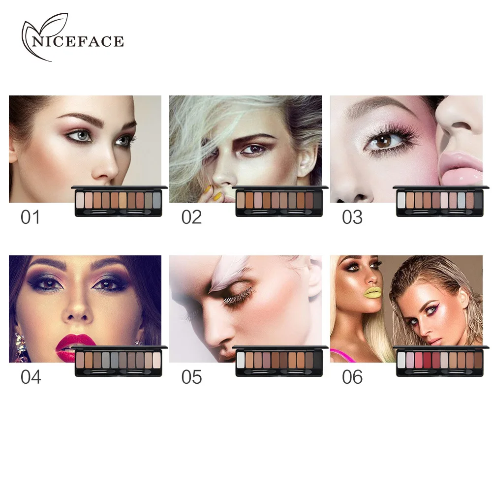 Niceface палитра теней для век 10 оттенков телесные матовые тени мерцающие алмазные