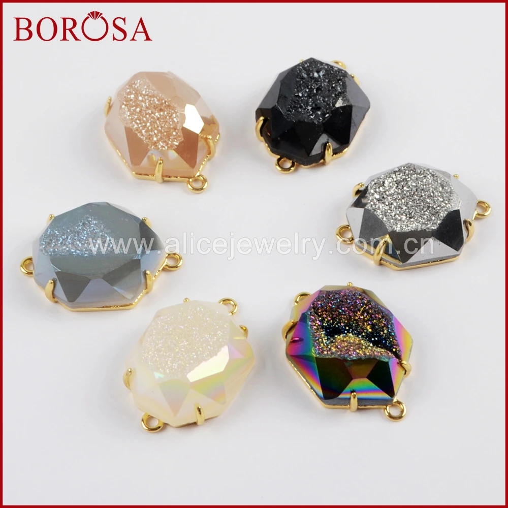 BOROSA 5/10 шт. Граненый граненый коннектор из разноцветного титана модные