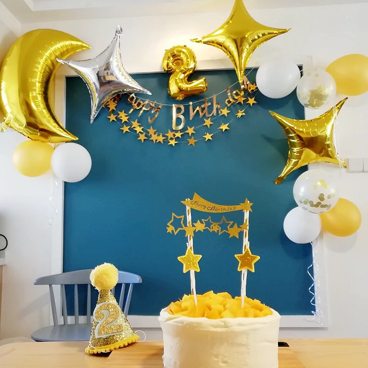 28 дюймов День рождения Большой Луны StarBalloons серебро Фольга украшения Дети