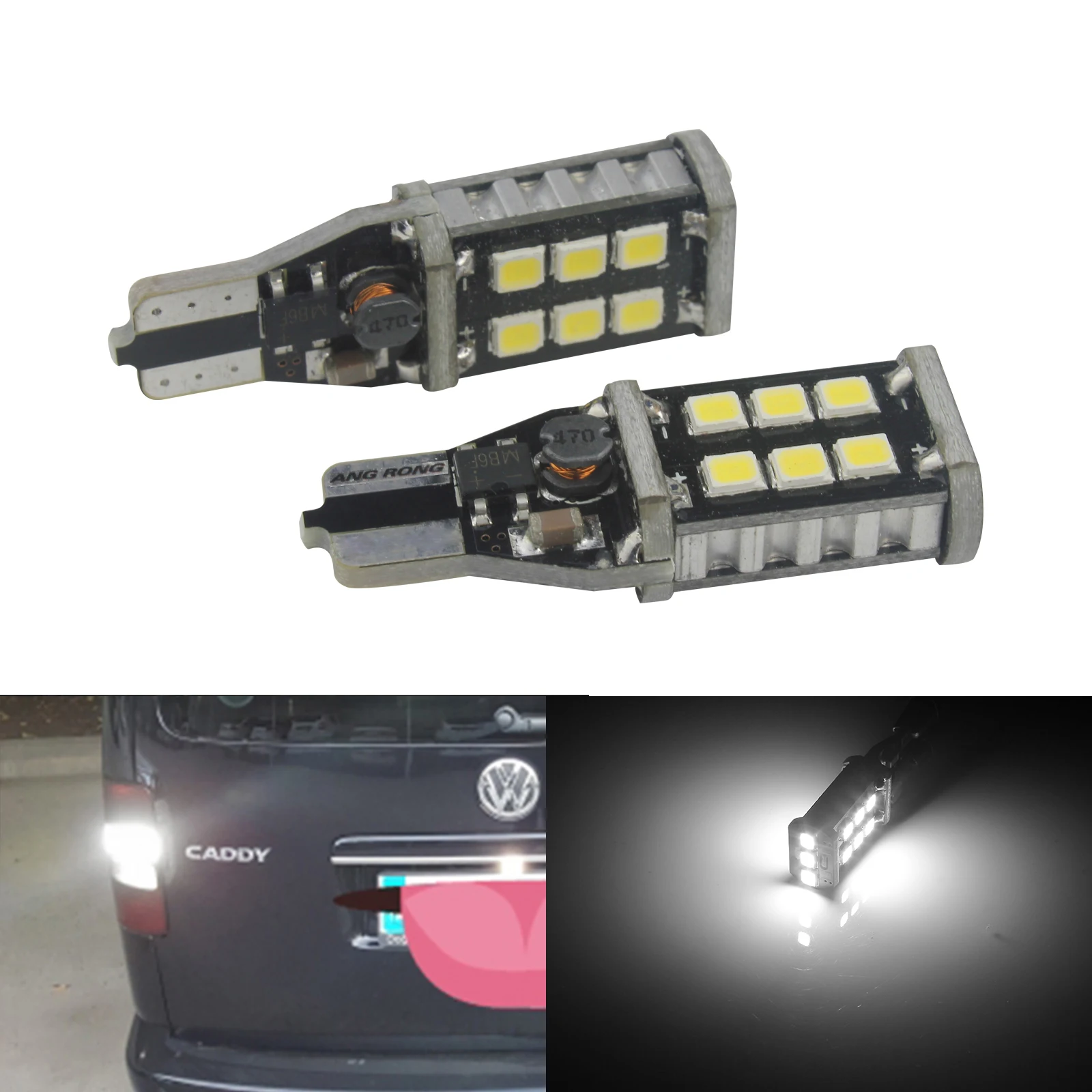 ANGRONG 2X 921 T15 W16W Лампа 15 SMD светодиодный Белый индикатор задний стоп Обратный Свет