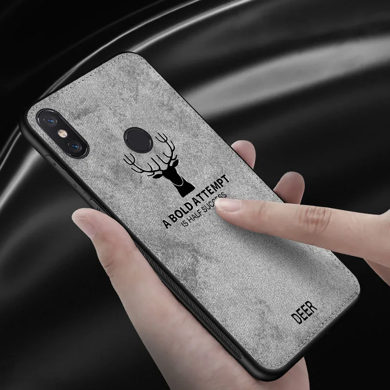 Luxury Cloth Texture 3D Christmas Deer Phone Case For Xiaomi Note 5 Pro Mi8 Vintage Leather Soft TPU Back Cover Redmi MI 8 |