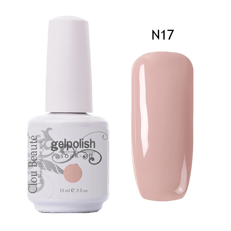 N17 Набор гель-лаков для маникюра серии Clou Beaute Nude, УФ-Гель-лак для ногтей, основа и верхнее покрытие, Полупостоянный Гибридный Гель-лак - Цвет: N17